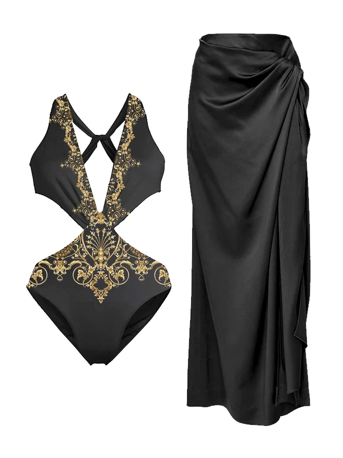 Женский купальник с глубоким V-образным вырезом