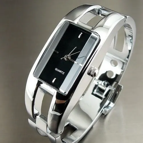 Женские кварцевые часы со стальным браслетом, роскошные Серебристые ретро-часы с браслетом, часовые часы