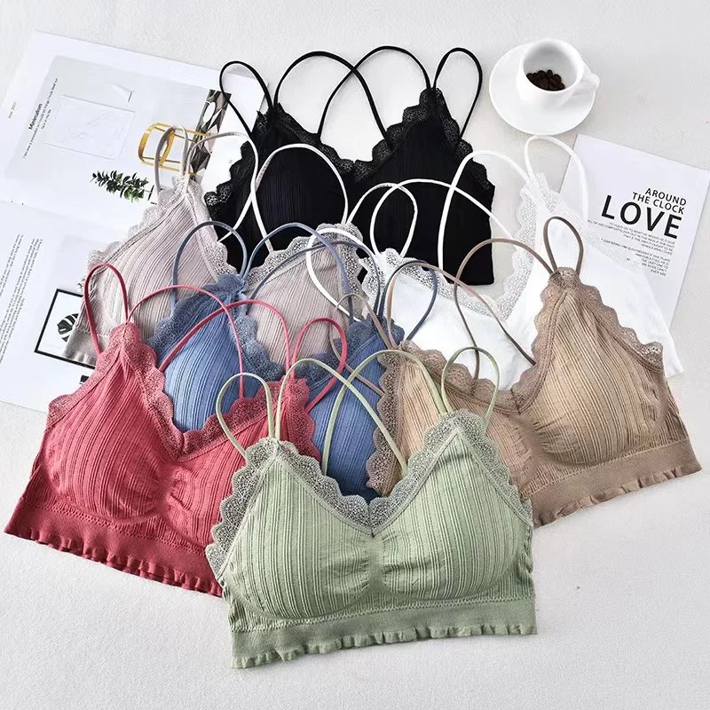 Lace Beautiful Back Comfortable And breathable Wrap Chest Tube Top Sexy Can Wear Camisole V-Neck Low Underwear Women's Bra