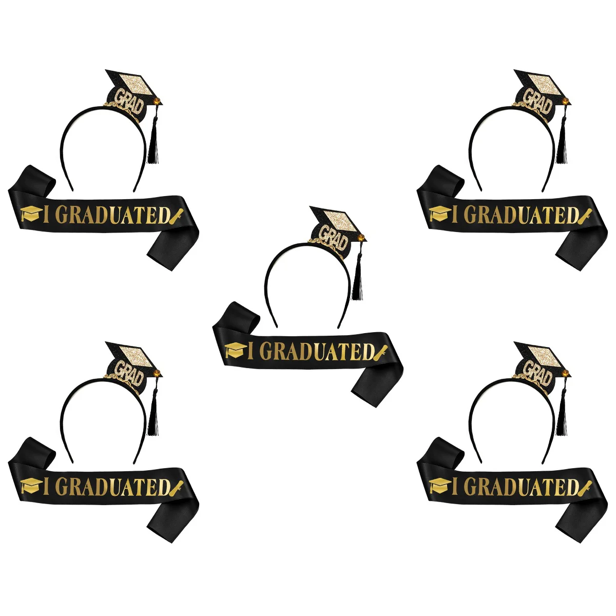 

5 Sets Graduation Sash Graduation Headband Grad Sash Graduation Stoles And Cords Sashes For Graduation