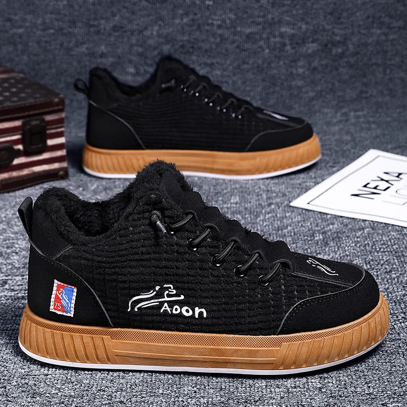 

Winter Fashionable Men's Boots with Velvet Warm Casual Sports Cotton Shoes for Men New Style Comfortable Non-slip Corduroy Upper