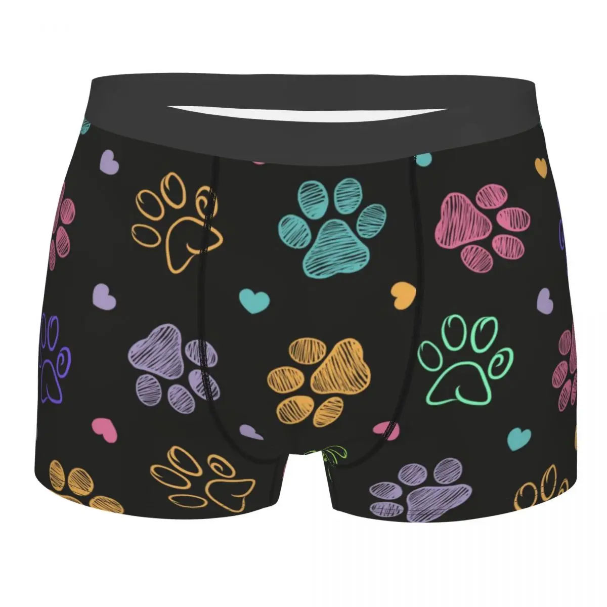 

Men Colorful Doodle Paw Print Boxer Briefs Shorts Panties Polyester Underwear Dog Cat Male Printed S-XXL Underpants