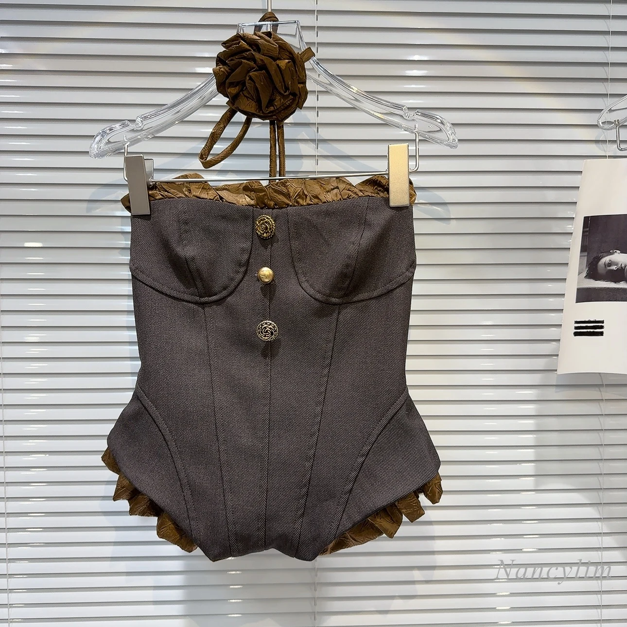 Женский летний комплект из двух предметов кружевной топ с цветочным кружевом и