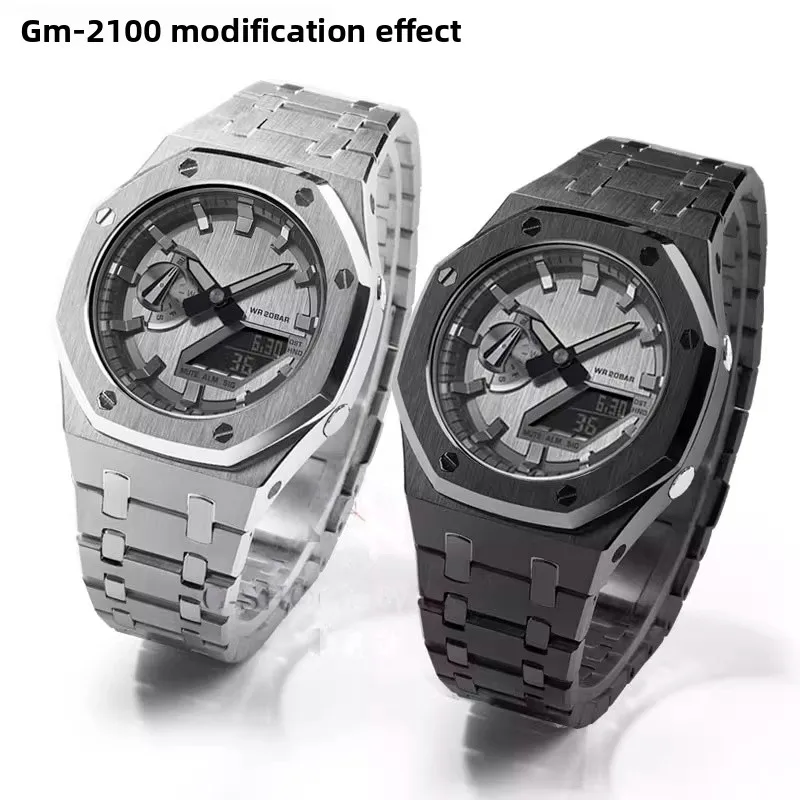 Фото Новый комплект модов Gen5 для Casio GA-2100 GM2100 GMA-S2100, корпус из нержавеющей стали и ремешок для часов | Замена ремешка металлического матового корпуса GA2100 №5