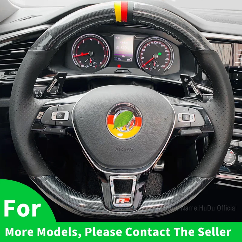 

For Volkswagen Magotan Tiguan Teramont Sagitar CC Lavida Golf Passat Car Accessories Alcantara Carbon Fible Steering Wheel Cover