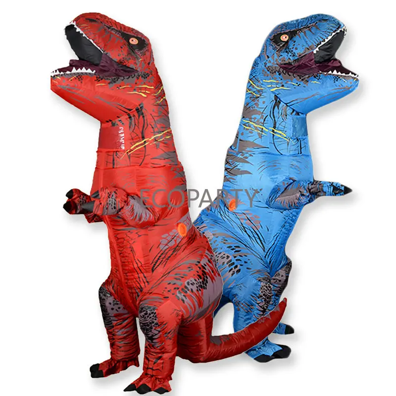 

Kids T Rex Velociraptor Inflatable Costume Mascot Cosplay Tirano Saurio Rex Dino Halloween for Women Men Cosplay Funny Suit