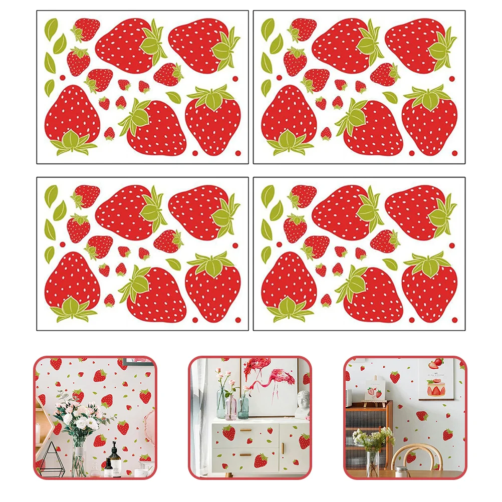 

Wall Strawberry Stickers Sticker Decal Party Fruit Wallpaper Paper Decorations Pattern Favors Accessories Decorative Decor Peel