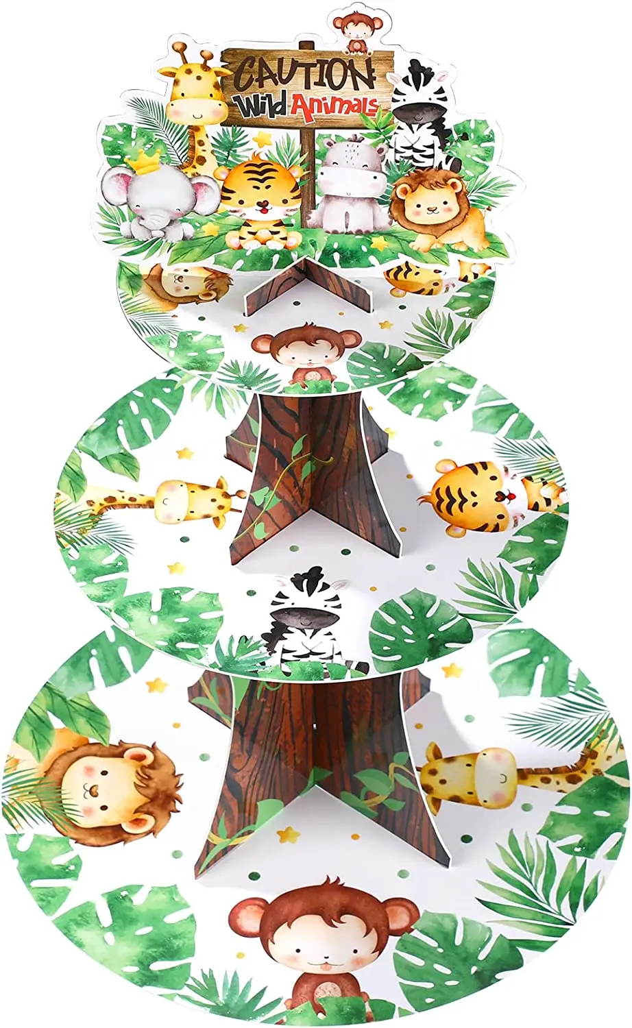 

Safari 3-layer cupcake display rack Jungle themed baby shower decoration Forest cupcake rack Dessert tower decoration Children's
