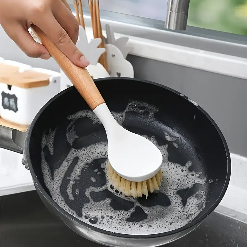 

1pc Kitchen Long Handle Cleaning Brush Dishwashing Brush Oil-free Cleaning Brush Decontamination Brush