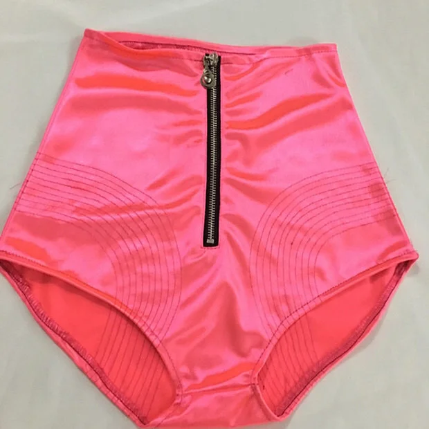 Summer Spring Glossy Gold Satin Sexy Women Shorts Casual Zipper Dance Stage High Waist Tight Bottoms