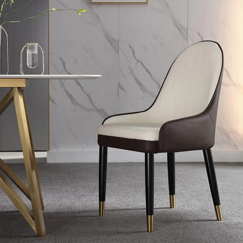 

Italian light luxury dining chair home solid wood modern minimalist nordic restaurant net red designer creative leather chair