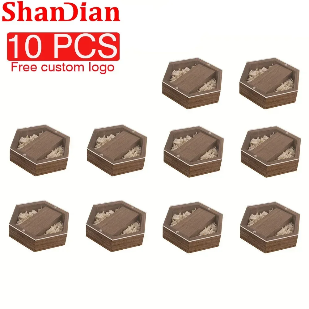 SHANDIAN 10 шт./лот новый USB-накопитель акриловая плата шестиугольная коробка Pendrive 4 ГБ