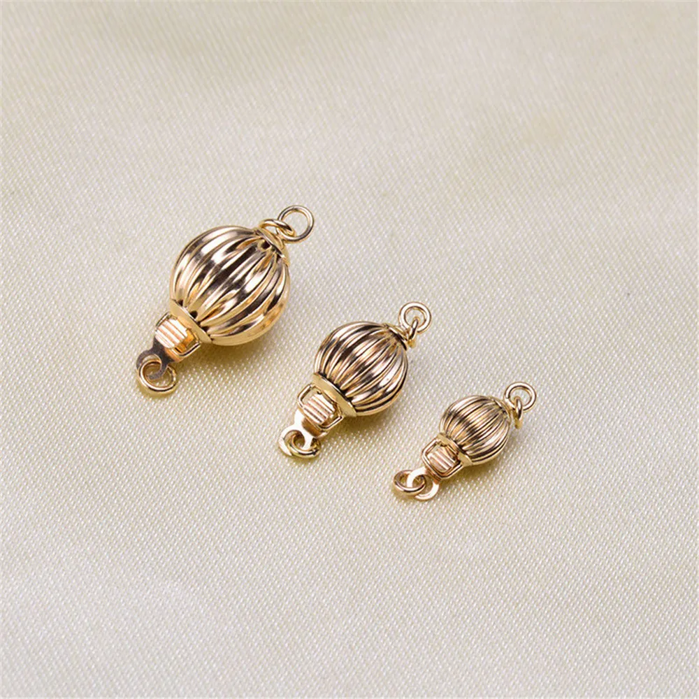 

DIY Pearl accessories Freshwater pearl Necklace bracelet single row buckle G14K gold Lantern delicate insert buckle