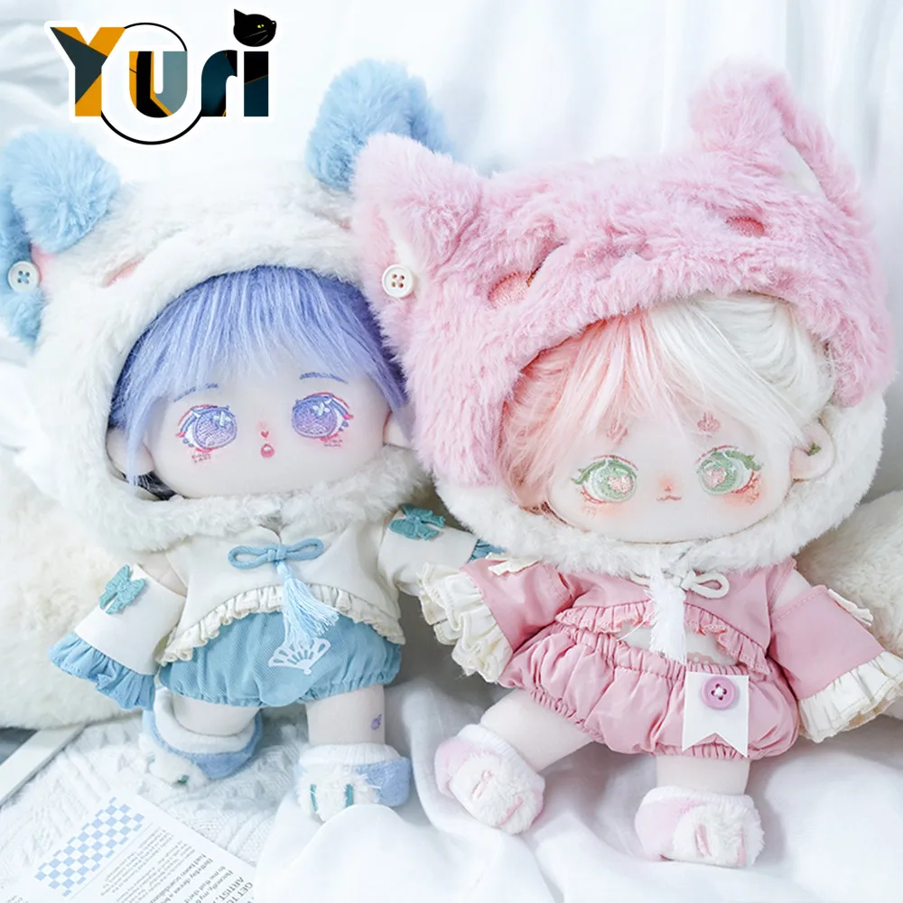 Игрушка-кукла Yuri Kpop с лисьими ушками плюшевый розовый хвост 20 см одежда розового