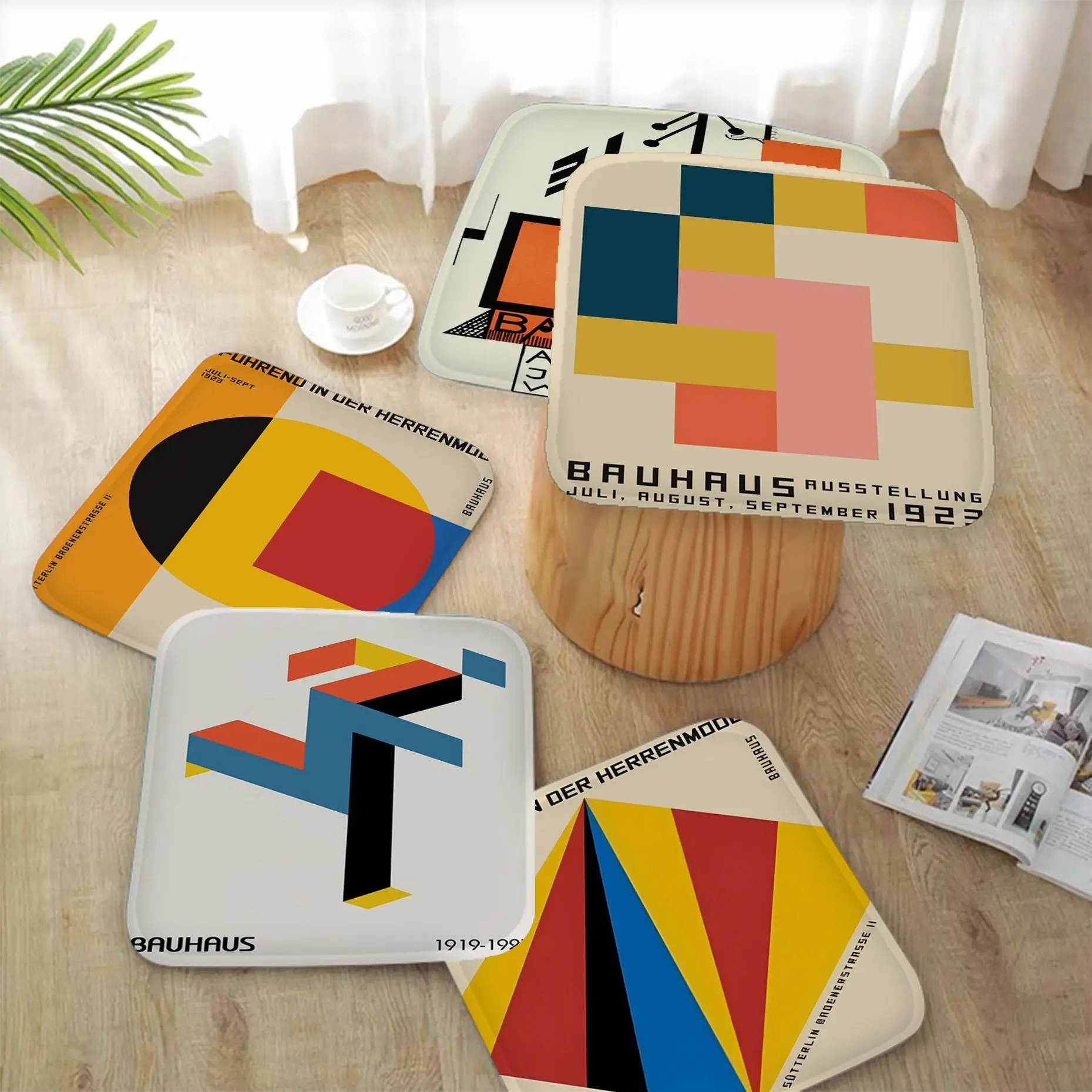 

Bauhaus Abstract Lines Cushion Mat Simplicity Multi-Color Meditation Cushion Stool Pad Dining Chair Tatami Seat Cushion Anti-Sli
