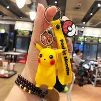 pikachu silicone three dimensional car key chain cartoon pendant cute key pendant small gift small commodity pendant