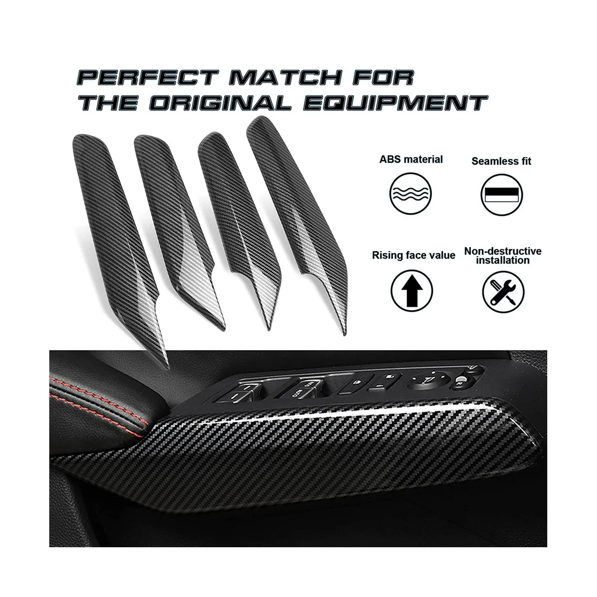 

Inner Door Handle Window Switch Side Panel Cover for Honda Civic 11Th Gen 2022 2023 Accessories - ABS Carbon Fiber