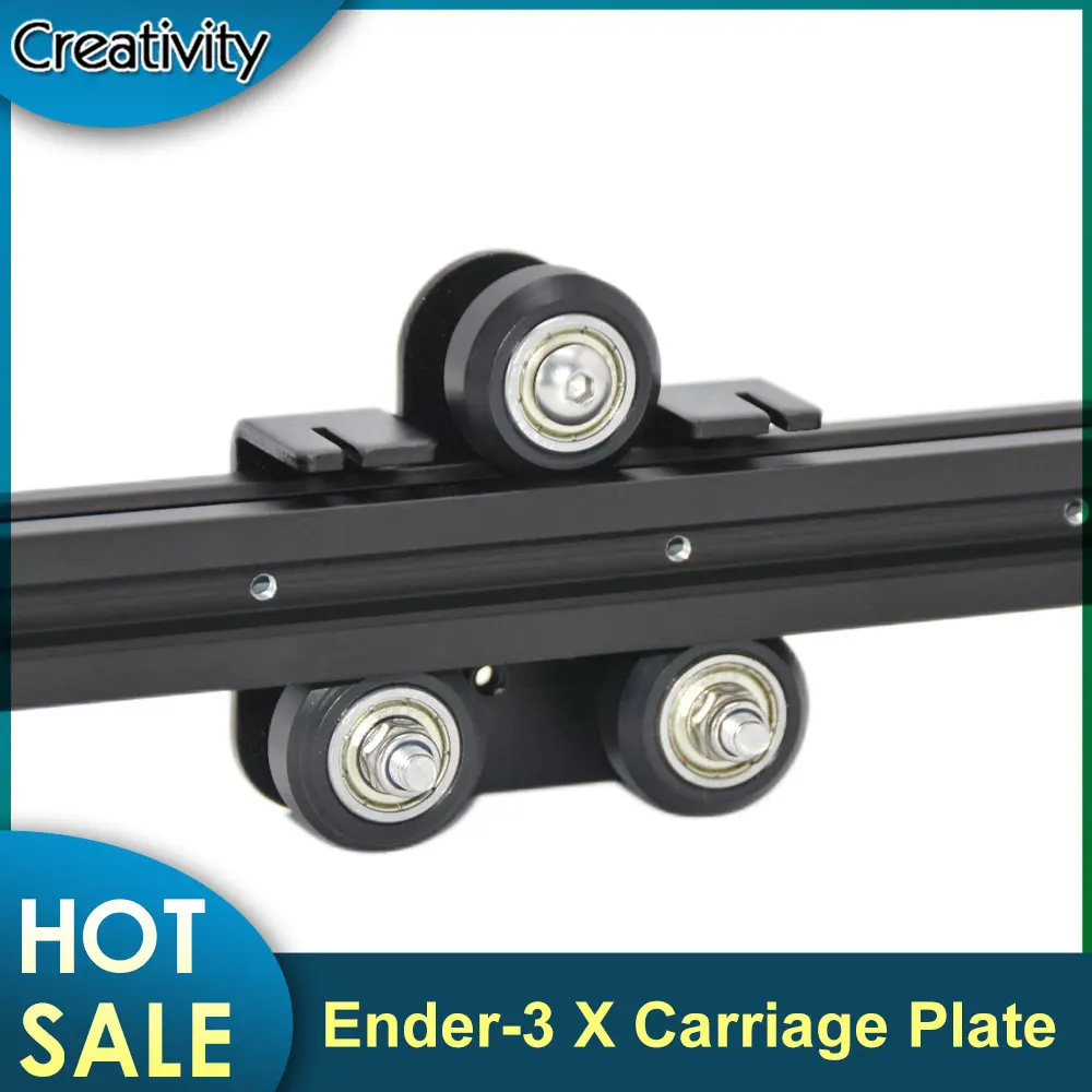 Ender-3 Aluminum X Carriage Plate with wheels Back Support P