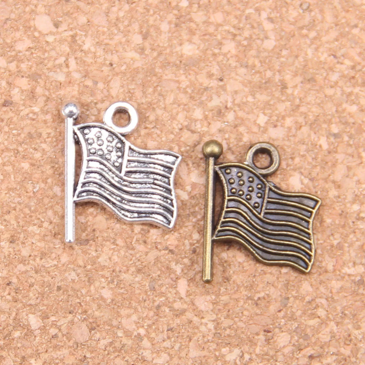 

126pcs Charms usa flag 12mm Antique Pendants,Vintage Tibetan Silver Jewelry,DIY for bracelet necklace