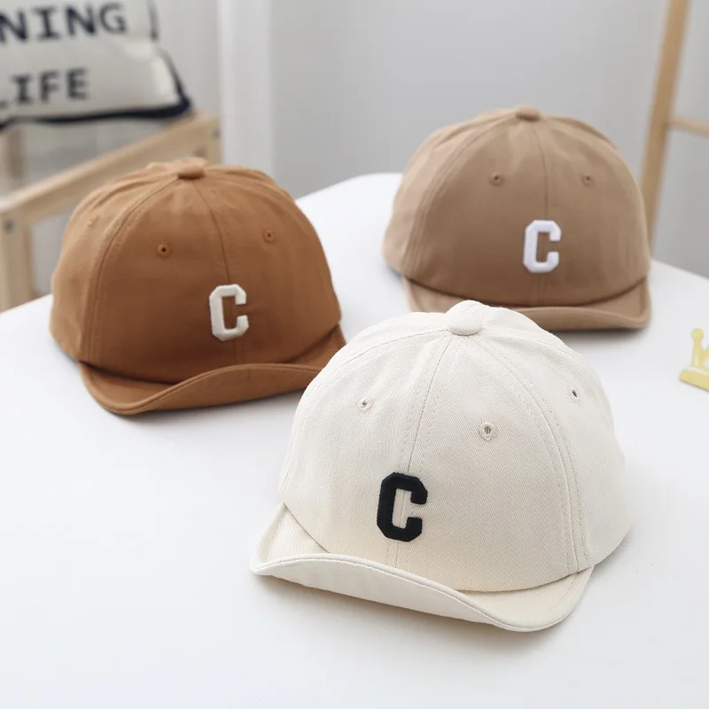 Baby soft brimmed cap Korean C-letter simple and versatile cotton baby baseball cap