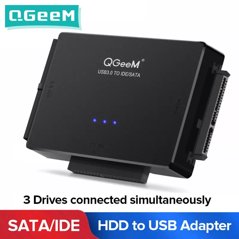 

Адаптер QGeeM SATA-USB 3,0 IDE, кабель USB 2,5 Sata для 3,5 SATA IDE жестких дисков, адаптер USB C OTG HDD SSD USB конвертер