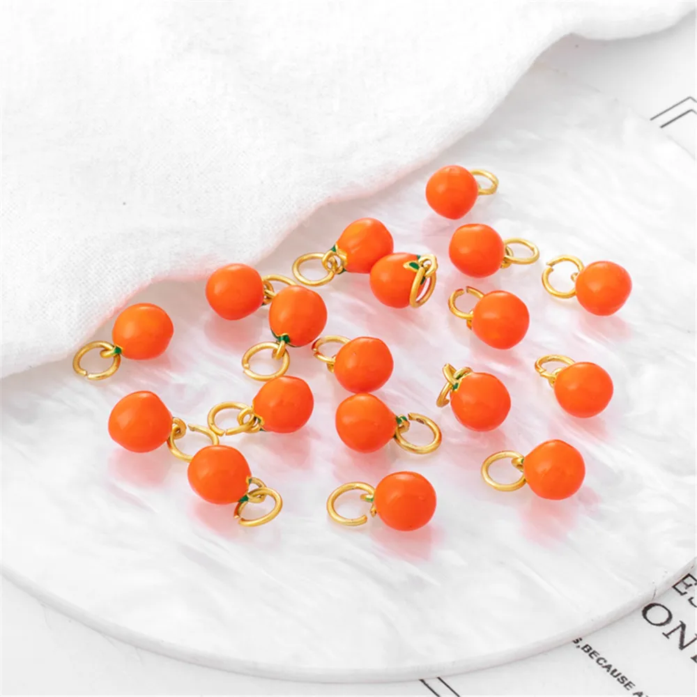 

14K copper covered gold dripping oil cherry 6mm red ball pendant DIY bracelet necklace hand jewelry accessories