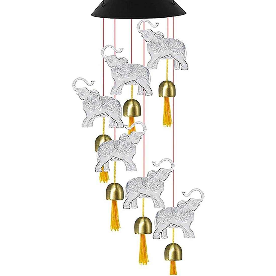 

Solar Elephant Wind Chimes Hanging Light with Bells Color Changing Waterproof Wind Chimes for Garden Courtyard Lawn Etc