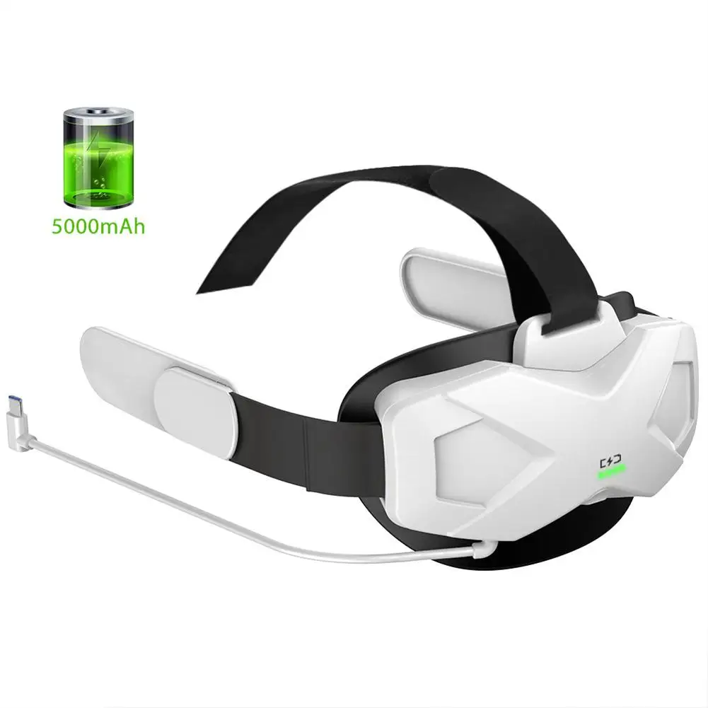 

Adjustable High Capacity Power Bank Head Strap Headband Reduced Pressure Fixing Strap Vr Compatible For Oculus Quest 2
