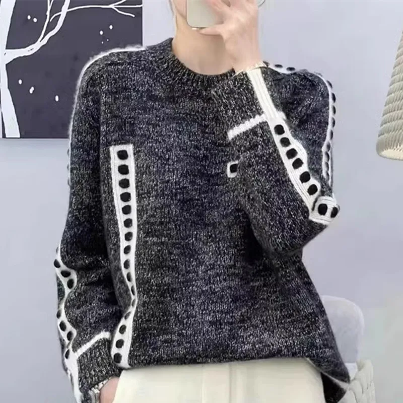 Европейский свитер из 100% мериносовой шерсти женский толстый Свободный пуловер с