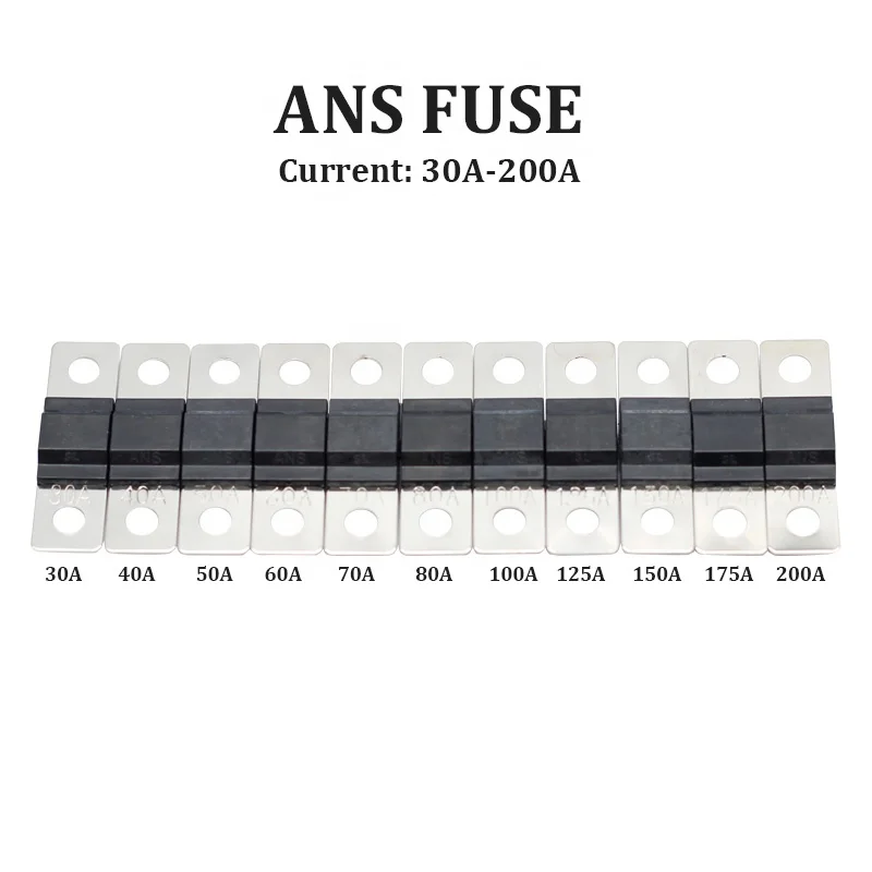 Автомобильный предохранитель, 30 А, 40 А, 50 А, 60 А, 70 А, 80 А, 100 А, 135A, 150A, 200A, Ans, M5, bolt, Стандартный, 32 В, автомобильный предохранитель с маленьким болтом