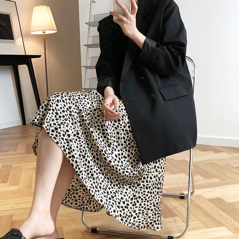

Женская облегающая юбка с леопардовым принтом, облегающая трапециевидная юбка-годе с высокой талией и оборками, элегантная тонкая офисная одежда, лето 2023