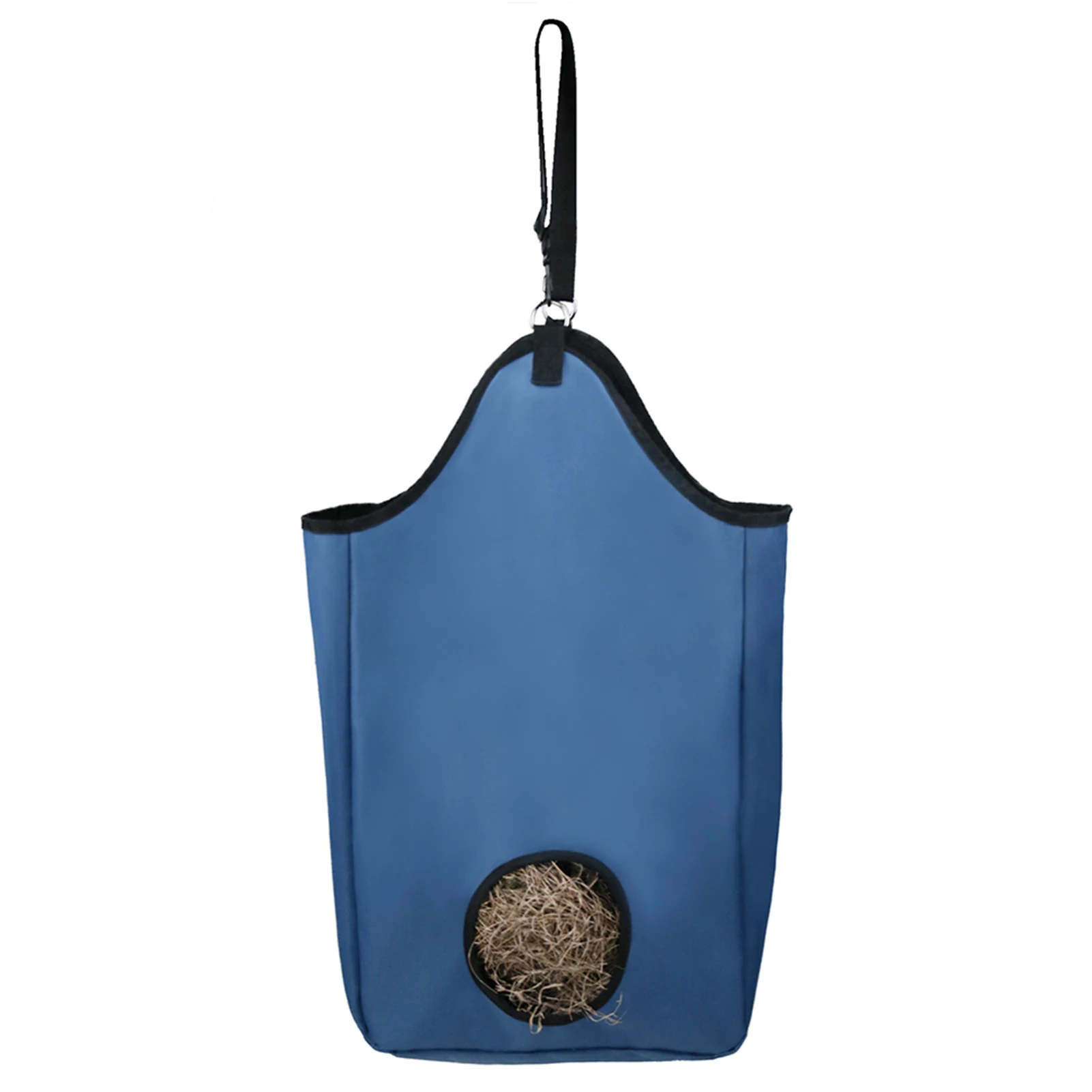 

Hay Bag Durable Outdoor Farm Feeder Pouch Round Hole Horse Feeding Adjustable Strap Waterproof Large Capacity Hanging Rectangle