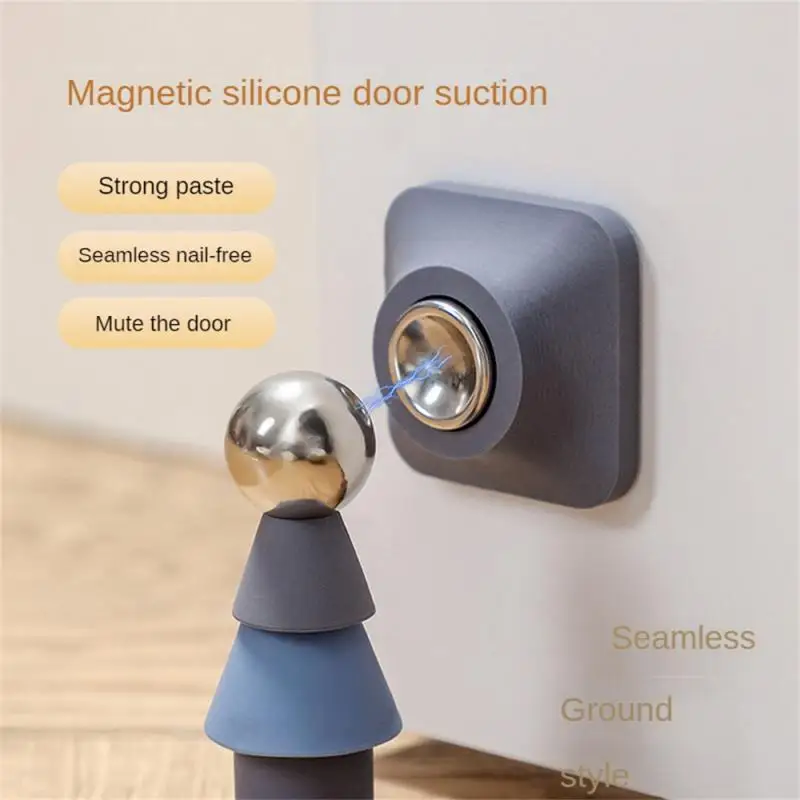 

Silicone Door Stopper Touch Suction Non-punch Stopper Anti-collision Door Fixed Household Color Strong Magnetic Mute Door Stop