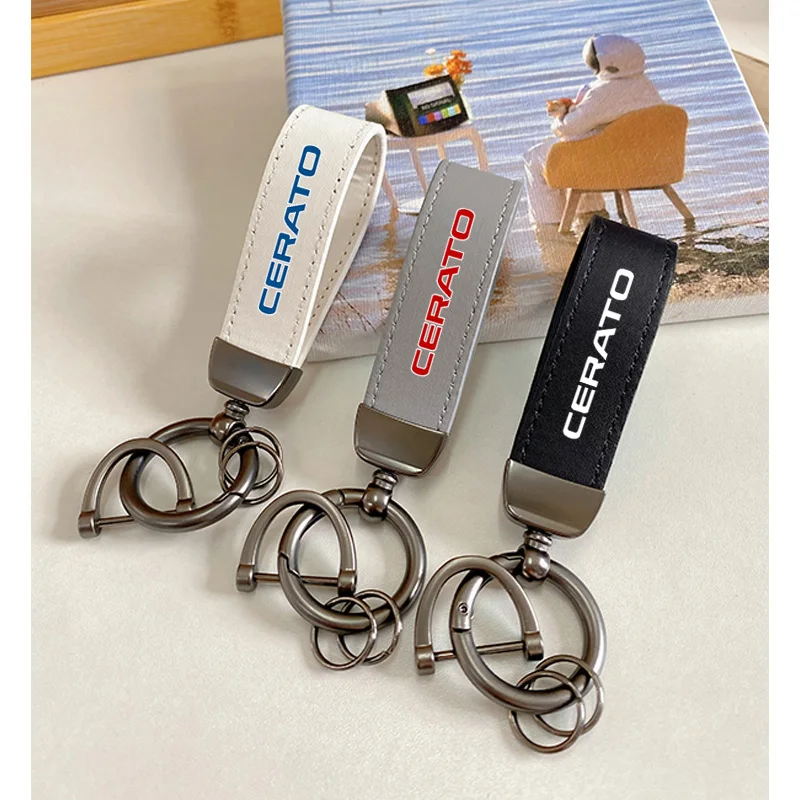 

For KIA CERATO K3 2 3 2017 2018 2019 2011 2022 Top Layer Cowhide Key Chain Car Accessories Custom Logo