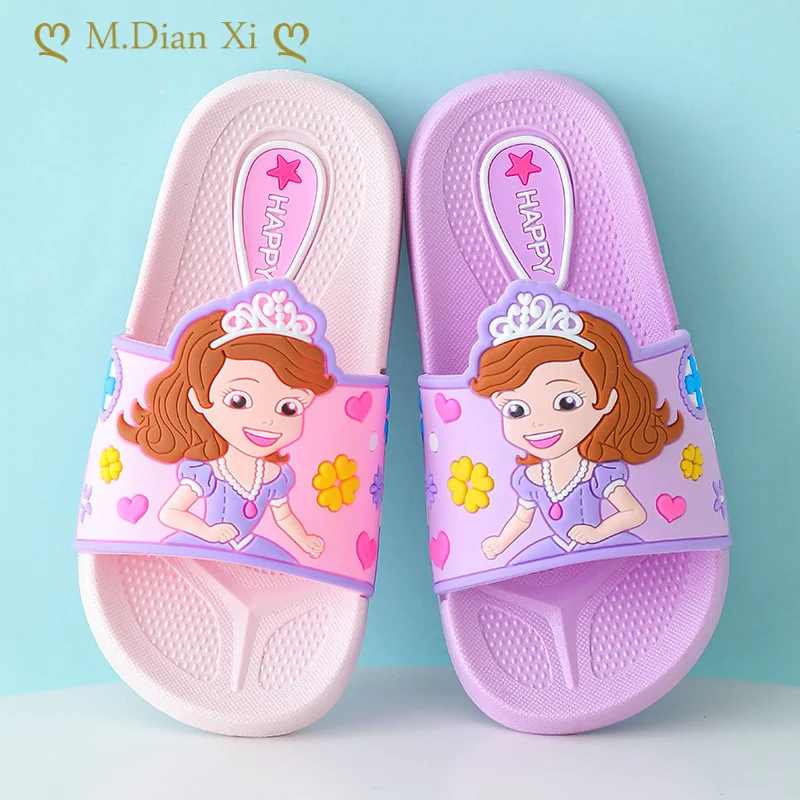 

2023 New Summer Children Cartoon Sophia Baby Boy Girl Slippers Kid Antiskid Slipper Beach Shoes Flip Flop EUR 24-35
