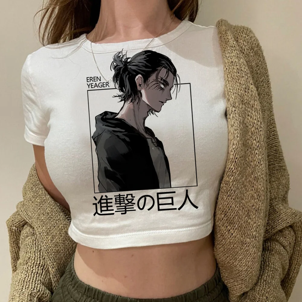 

Женский винтажный кроп-топ с принтом «атака на Титанов»