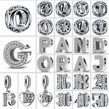 New 925 Sterling Silver 26 A to Z Letter Charm 16th 18th Alphabet Beads Fit Original charms Bracelet DIY Women Jewelry 1