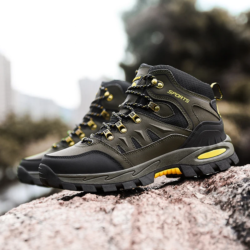 

2022 Summer Autumn Men Work Casual Shoes Men Outdoors Leather Round Toe Sneakers Men Climbing Hiking Shoes Big Size 36-47