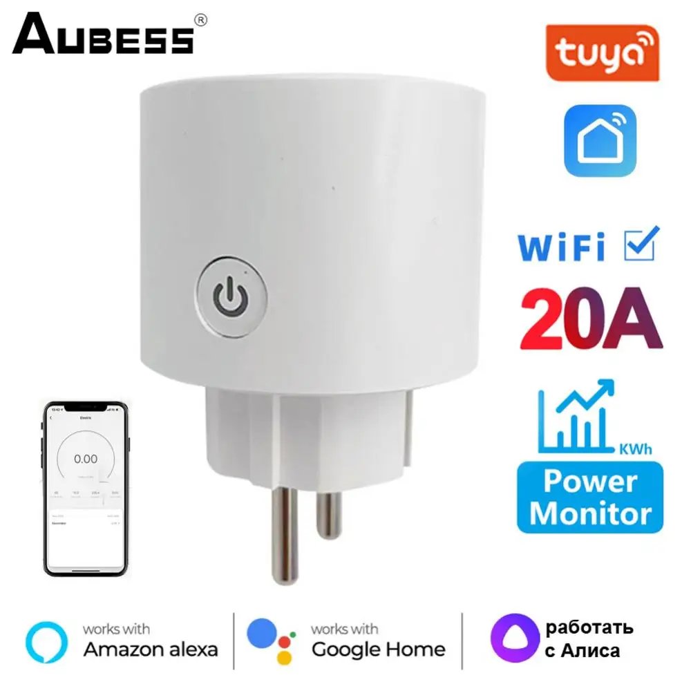 

Умная розетка Aubess Tuya с поддержкой Wi-Fi, 16 А, 20 А