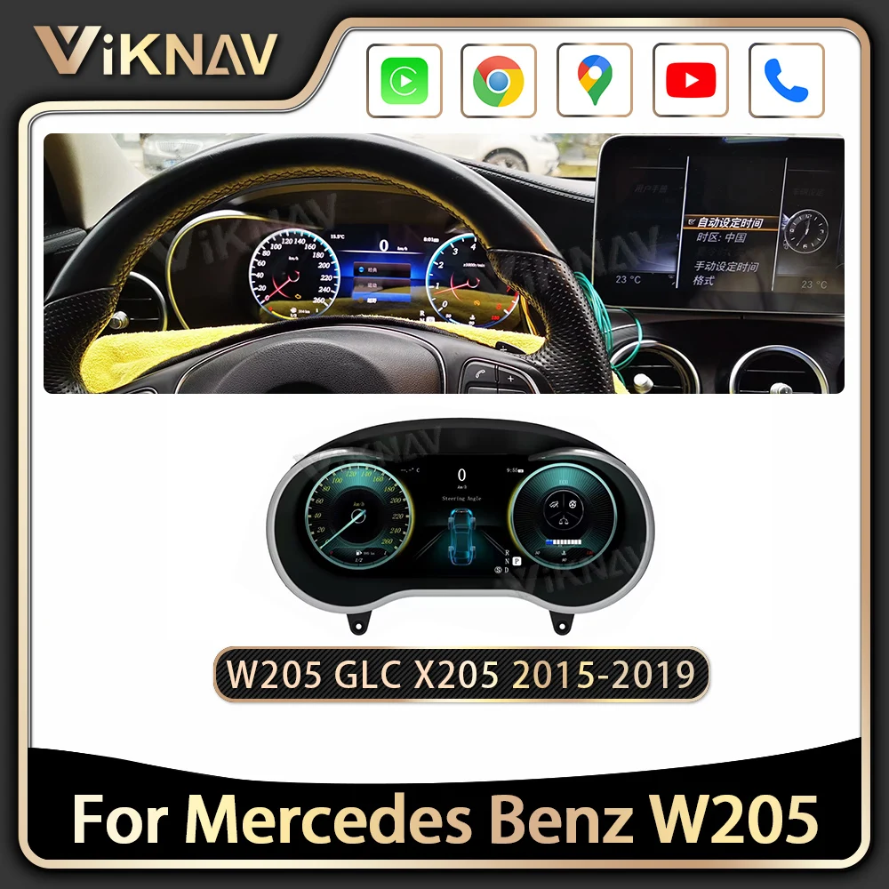 

Цифровой кластер для Mercedes Benz C W205 GLC X205 2015-2019, Автомобильный дисплей, приборная панель, измеритель скорости, экран, мультимедийный GPS