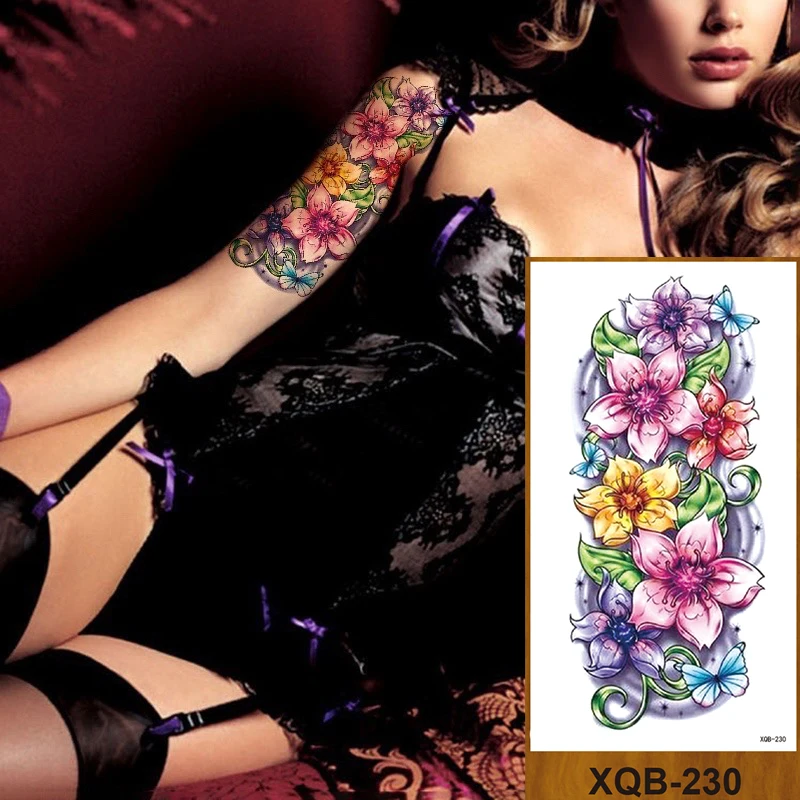 

Temporary Tattoo Stickers Women Girl Arm Waist Buttocks Chest Art Fake Tatoo Sexy Flower Peony Rose Lily Body Makeup Waterproof