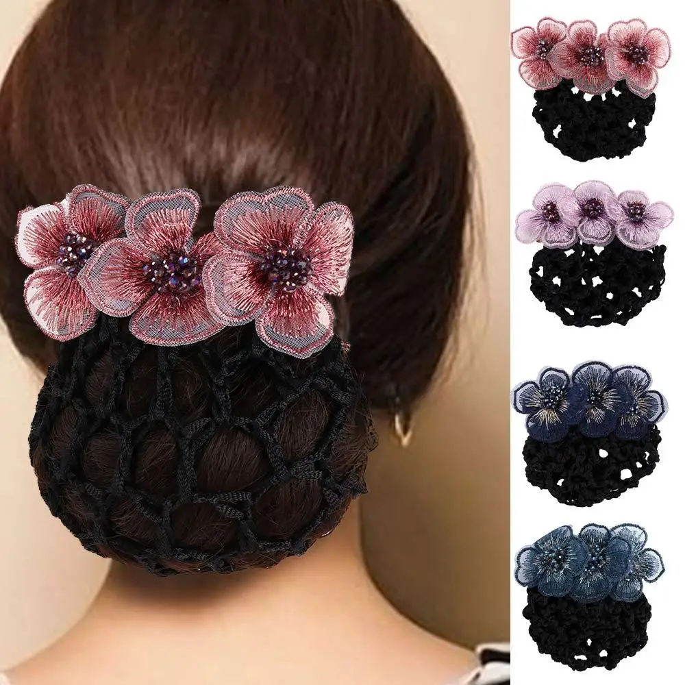 

Headwear Mesh Flower Back Of The Head Nurses Korean Style Headdress Bow Bun Net Snood Hair Accessories Women Hairpin