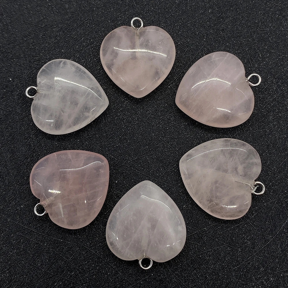 

5pcs/pack Heart Shaped Rose quartz Natural Semi-precious Stone Pendants 15/20mm DIY for Making Necklace Earrings Love Jewelry