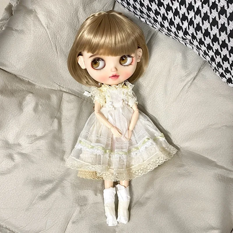 Цельный парик для 1/6 парика куклы Блайт короткие волосы с аксессуарами Бобо