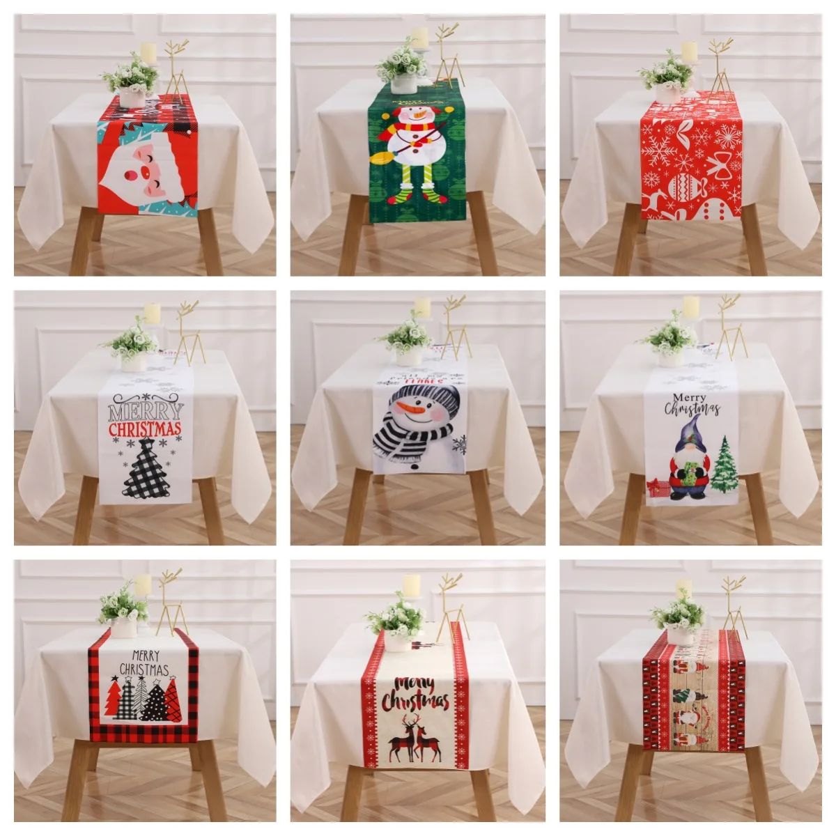 

Настольная дорожка с Санта-Клаусом, прямоугольная скатерть с принтом, с Рождеством 2024, новый год