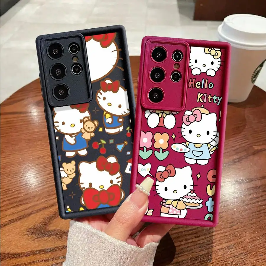 Милый чехол Hello K-kitty для Samsung Galaxy S24 FE S25 S23 Ultra S21 S20 S22 Plus Note 20 ультра мягкий