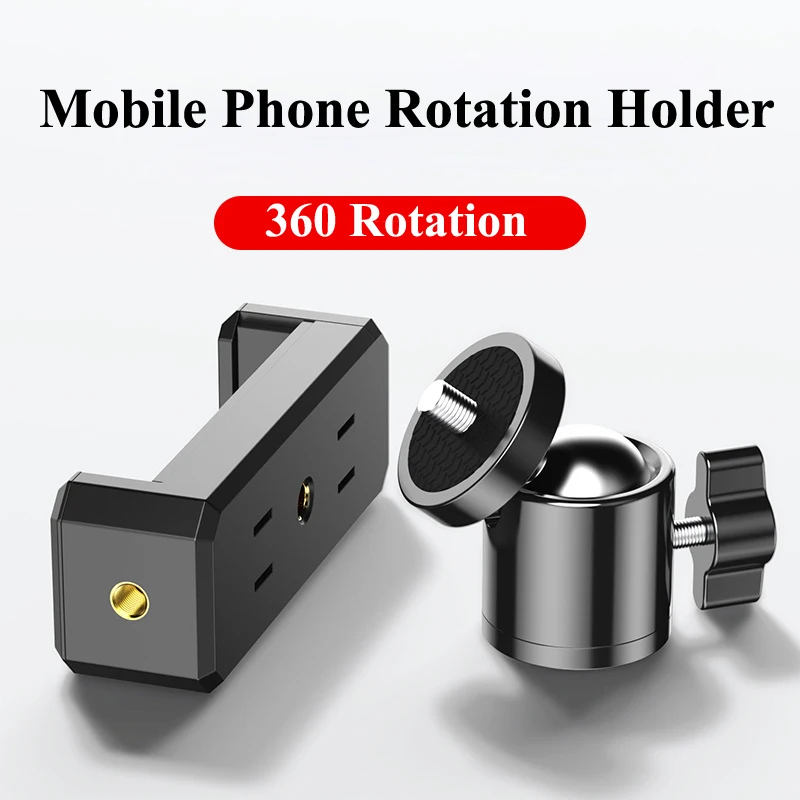 Universal Mobile Phone Clip Bracket Holder 360 Rotation 1/4 Screw Cellphone Tripod Monopod Stand For Samsung Camera Shoot iPhone images - 6