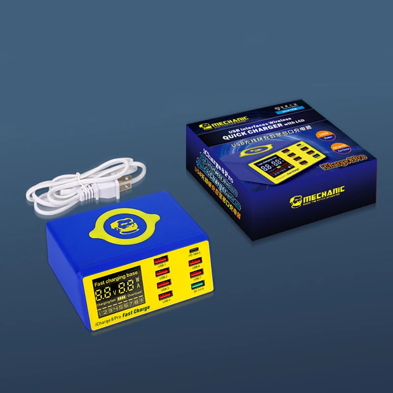 MECHANIC iCharge 8 Pro 8USB умная зарядка QC Беспроводная с ЖК-дисплеем для быстрой зарядки |