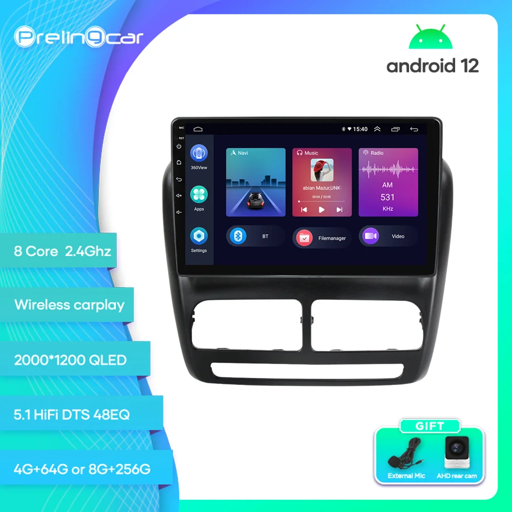 

Prelingcar For Fiat Doblo 2015 Year Android 12 Car Monitor 8 256g Carplay RDS GPS Built 2din Radio DVD Player 5.1HIFI DST