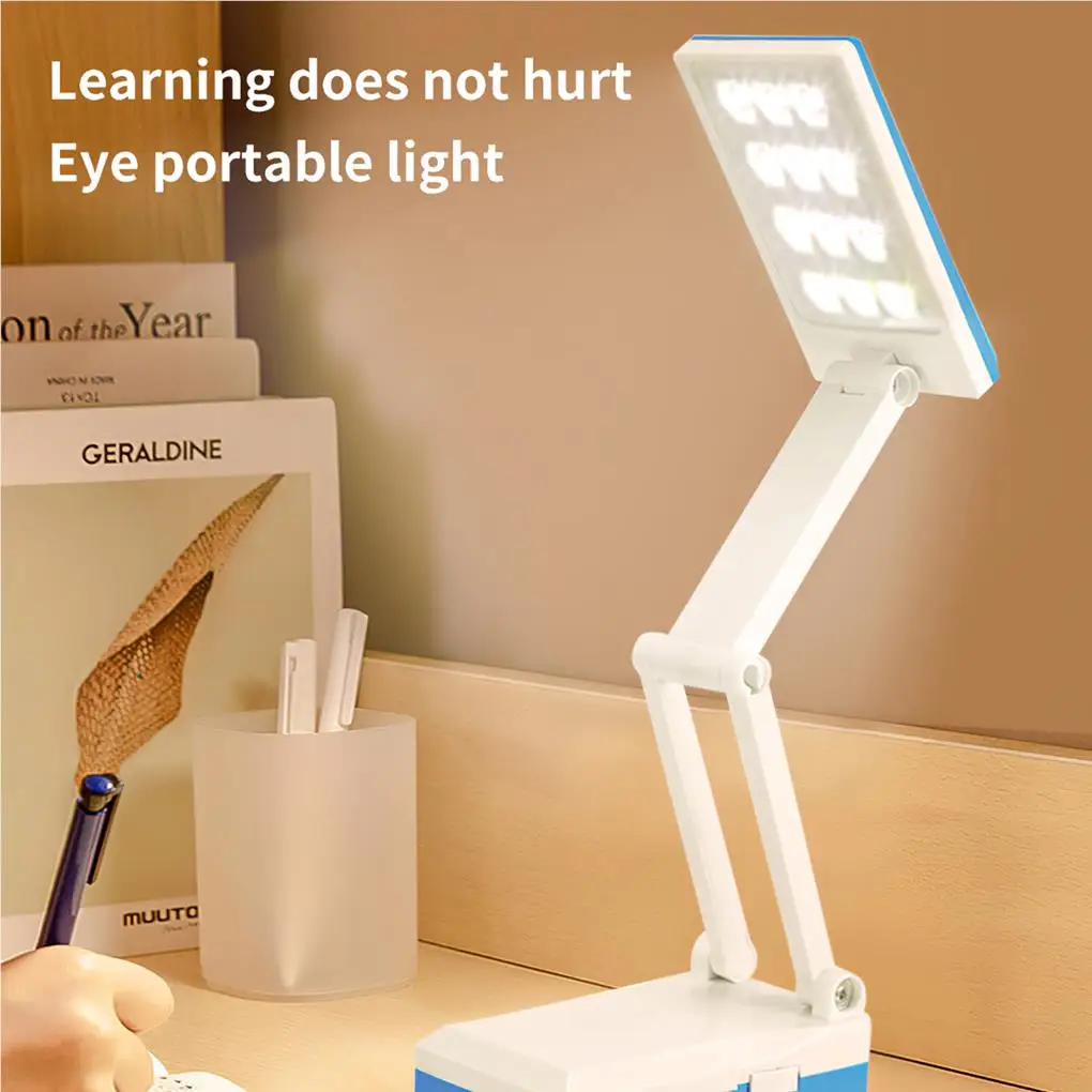 

LED Table Lamp Adjustable Brightness Folding Table Lamp 12 LED Beads Rechargeable Desktop Lamp for Home Dormitory Study